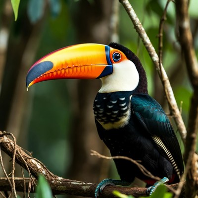 Toucan perched on branch