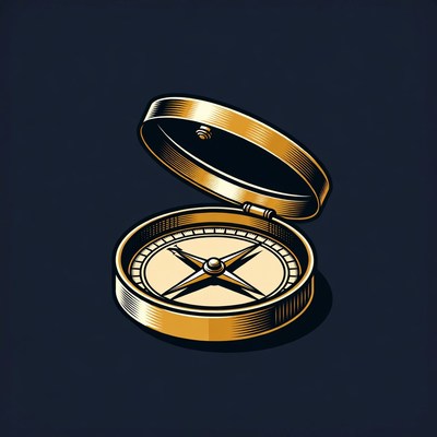 Open Golden Compass Illustration