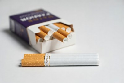 Open Winston Cigarettes Pack and Cigarettes