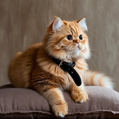 Orange Persian Kitten with Black Collar