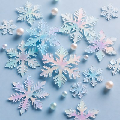 Blue Snowflakes and Pearls