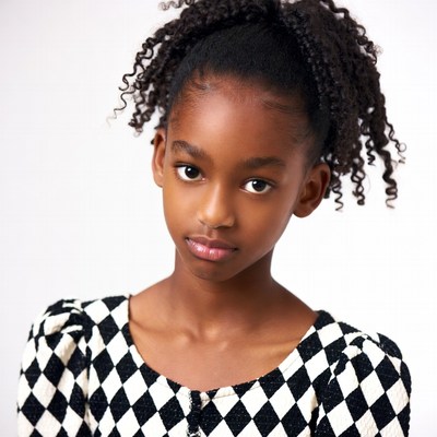 African-American girl with curly hair