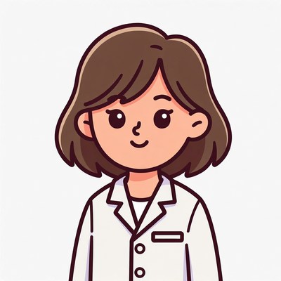 Smiling Asian woman in white lab coat