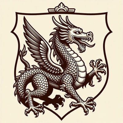 Winged Dragon in Ornate Shield