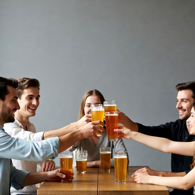 Group cheering with beer glasses