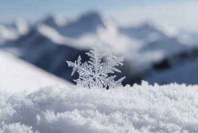 Snowflake on Snowy Mountains