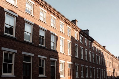 Row of Red Brick Townhouses