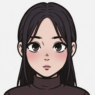 Anime girl with long black hair