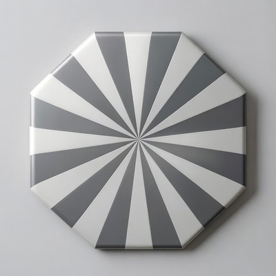 Gray White Octagonal Radial Tile
