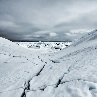 Cracked Ice Floes in Arctic Landscape