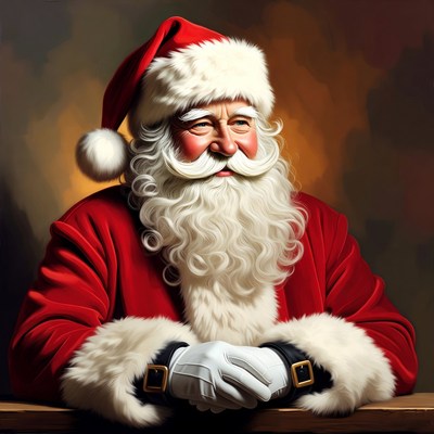 Smiling Santa Claus in Red Suit