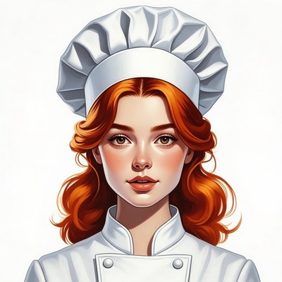 Redhead Woman Wearing Chef Hat