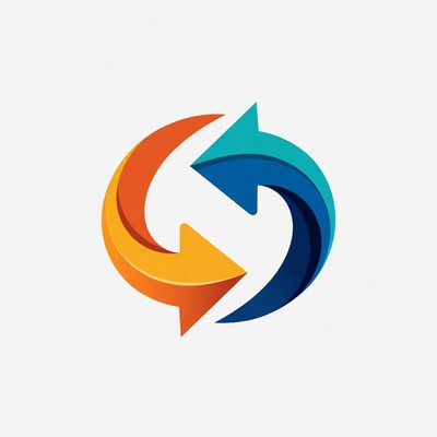 Circular Orange Blue Arrows Icon