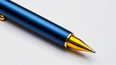 Blue pen with gold tip