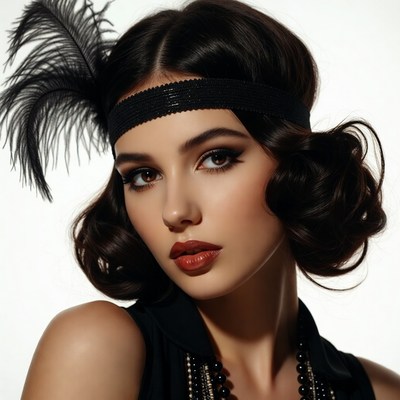 Woman in 1920s Flapper Headband