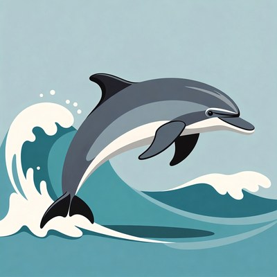 Dolphin jumping over waves