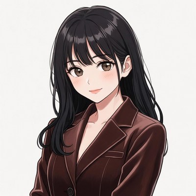 Anime girl in brown suit