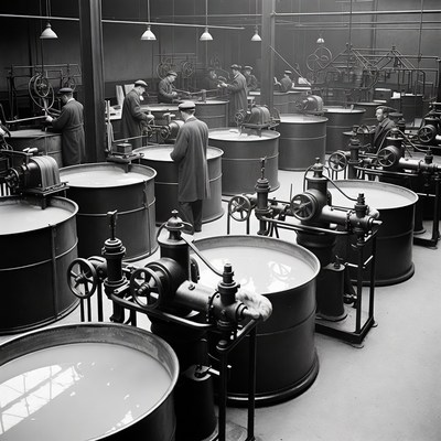 Men working in industrial factory