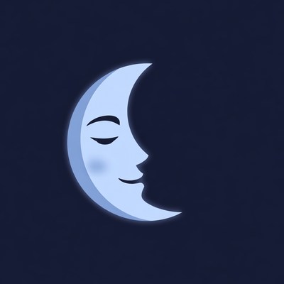 Smiling crescent moon illustration