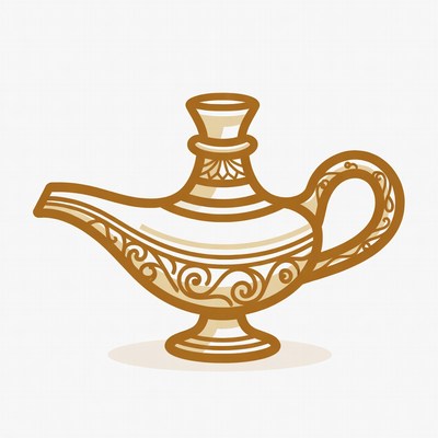 Golden genie lamp illustration