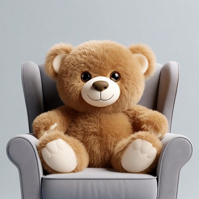 Cute teddy bear sitting in chair