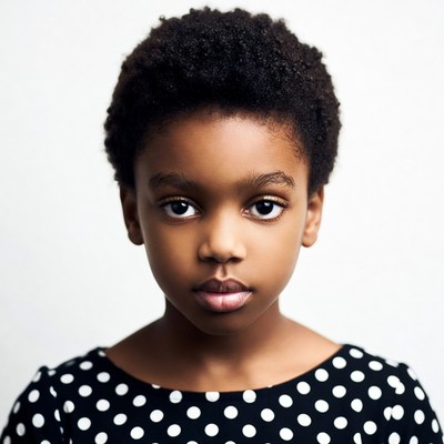 African-American girl with curly hair