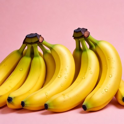 Bunch of ripe bananas on pink background