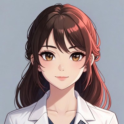 Anime girl in white lab coat