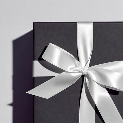 Black gift box with white ribbon