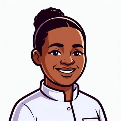 Smiling African-American girl in white uniform