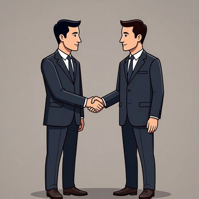 Two businessmen shaking hands illustration