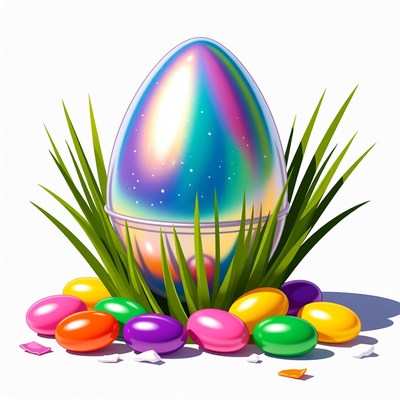 Shiny Rainbow Easter Egg with Candy