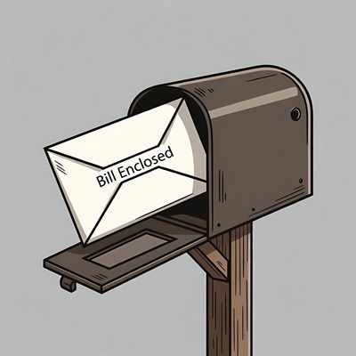 Mailbox with Bill Enclosed Envelope