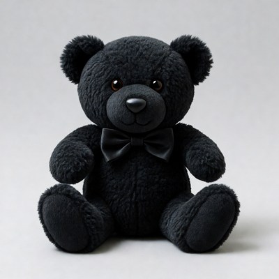Black teddy bear with bow tie