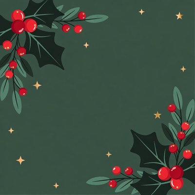 Holly Berries with Stars Illustration