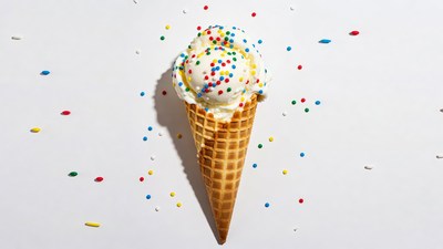 Vanilla Ice Cream Cone with Sprinkles