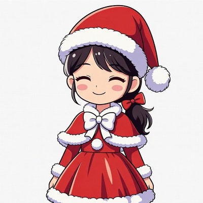 Anime girl in Santa dress