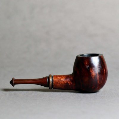 Wooden tobacco pipe on gray background