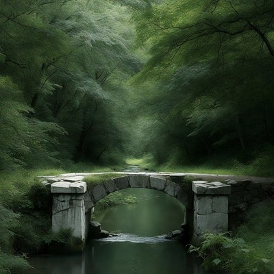 Stone Arch Bridge over Forest Stream