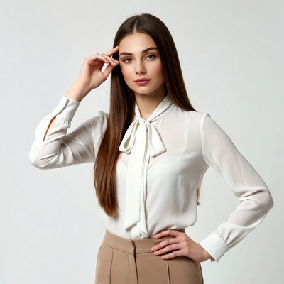 Woman thinking with hand on forehead