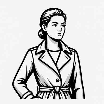 Woman in trench coat illustration
