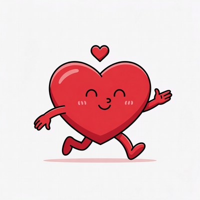 Cute running heart illustration
