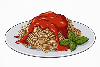 Spaghetti with Tomato Sauce and Basil