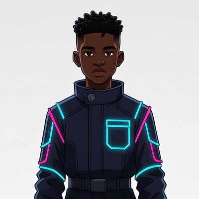 African-American boy in neon jacket