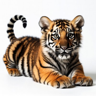 Cute tiger cub lying down