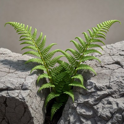 Fern growing from rock crack