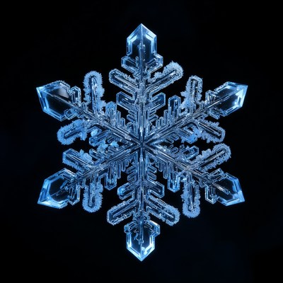 Glowing Blue Snowflake Crystal