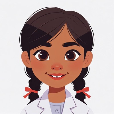 Smiling Asian girl in lab coat