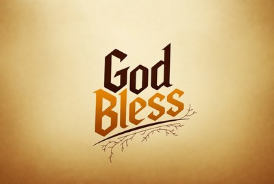 God Bless Text with Branches