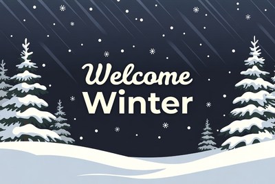 Welcome Winter Snowy Trees Illustration